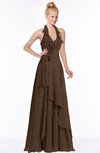 ColsBM Jade Chocolate Brown Glamorous Fit-n-Flare Halter Sleeveless Floor Length Bridesmaid Dresses