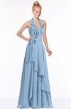 ColsBM Jade Sky Blue Glamorous Fit-n-Flare Halter Sleeveless Floor Length Bridesmaid Dresses