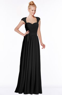 ColsBM Anna Black Modest Sleeveless Half Backless Chiffon Floor Length Bridesmaid Dresses