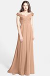 ColsBM Carolina Almost Apricot Gorgeous Fit-n-Flare Off-the-Shoulder Sleeveless Zip up Chiffon Bridesmaid Dresses