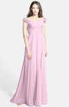 ColsBM Carolina Baby Pink Gorgeous Fit-n-Flare Off-the-Shoulder Sleeveless Zip up Chiffon Bridesmaid Dresses