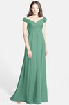 ColsBM Carolina Beryl Green Gorgeous Fit-n-Flare Off-the-Shoulder Sleeveless Zip up Chiffon Bridesmaid Dresses