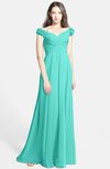 ColsBM Carolina Blue Turquoise Gorgeous Fit-n-Flare Off-the-Shoulder Sleeveless Zip up Chiffon Bridesmaid Dresses