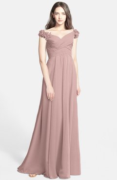 ColsBM Carolina Blush Pink Gorgeous Fit-n-Flare Off-the-Shoulder Sleeveless Zip up Chiffon Bridesmaid Dresses
