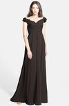 ColsBM Carolina Fudge Brown Gorgeous Fit-n-Flare Off-the-Shoulder Sleeveless Zip up Chiffon Bridesmaid Dresses