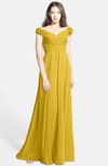 ColsBM Carolina Lemon Curry Gorgeous Fit-n-Flare Off-the-Shoulder Sleeveless Zip up Chiffon Bridesmaid Dresses
