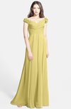 ColsBM Carolina Misted Yellow Gorgeous Fit-n-Flare Off-the-Shoulder Sleeveless Zip up Chiffon Bridesmaid Dresses