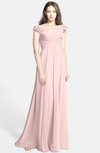 ColsBM Carolina Pastel Pink Gorgeous Fit-n-Flare Off-the-Shoulder Sleeveless Zip up Chiffon Bridesmaid Dresses