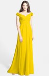 ColsBM Carolina Yellow Gorgeous Fit-n-Flare Off-the-Shoulder Sleeveless Zip up Chiffon Bridesmaid Dresses