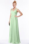 ColsBM Reyna Light Green Mature Sleeveless Chiffon Floor Length Ruching Bridesmaid Dresses