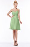 ColsBM Bridget Sage Green Casual Sleeveless Zip up Chiffon Mini Bridesmaid Dresses