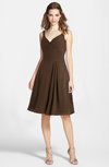 ColsBM Ariadne Chocolate Brown Gorgeous A-line Sleeveless Zip up Chiffon Knee Length Bridesmaid Dresses