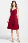 ColsBM Ariadne Dark Red Gorgeous A-line Sleeveless Zip up Chiffon Knee Length Bridesmaid Dresses