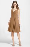 ColsBM Ariadne Light Brown Gorgeous A-line Sleeveless Zip up Chiffon Knee Length Bridesmaid Dresses