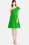 ColsBM Lynn Classic Green Modest A-line One Shoulder Short Sleeve Chiffon Ruching Bridesmaid Dresses