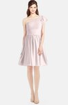 ColsBM Lynn Light Pink Modest A-line One Shoulder Short Sleeve Chiffon Ruching Bridesmaid Dresses