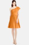 ColsBM Lynn Orange Modest A-line One Shoulder Short Sleeve Chiffon Ruching Bridesmaid Dresses