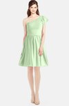 ColsBM Lynn Pale Green Modest A-line One Shoulder Short Sleeve Chiffon Ruching Bridesmaid Dresses