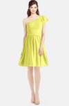ColsBM Lynn Pale Yellow Modest A-line One Shoulder Short Sleeve Chiffon Ruching Bridesmaid Dresses