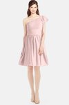 ColsBM Lynn Pastel Pink Modest A-line One Shoulder Short Sleeve Chiffon Ruching Bridesmaid Dresses