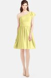 ColsBM Lynn Pastel Yellow Modest A-line One Shoulder Short Sleeve Chiffon Ruching Bridesmaid Dresses