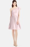ColsBM Lynn Petal Pink Modest A-line One Shoulder Short Sleeve Chiffon Ruching Bridesmaid Dresses