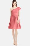 ColsBM Lynn Shell Pink Modest A-line One Shoulder Short Sleeve Chiffon Ruching Bridesmaid Dresses
