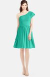 ColsBM Lynn Viridian Green Modest A-line One Shoulder Short Sleeve Chiffon Ruching Bridesmaid Dresses