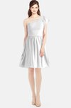 ColsBM Lynn White Modest A-line One Shoulder Short Sleeve Chiffon Ruching Bridesmaid Dresses