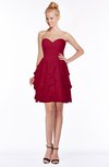 ColsBM Carmen Dark Red Princess Fit-n-Flare Zip up Chiffon Ruching Bridesmaid Dresses