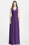 ColsBM Jazmine Dark Purple Gorgeous A-line V-neck Sleeveless Floor Length Ruching Bridesmaid Dresses