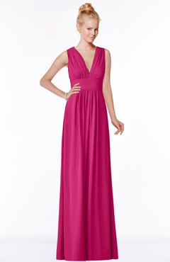 ColsBM Carolyn Beetroot Purple Classic V-neck Sleeveless Zip up Ruching Bridesmaid Dresses