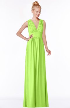 ColsBM Carolyn Bright Green Classic V-neck Sleeveless Zip up Ruching Bridesmaid Dresses