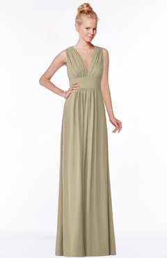 ColsBM Carolyn Candied Ginger Classic V-neck Sleeveless Zip up Ruching Bridesmaid Dresses