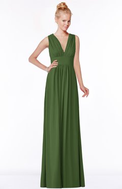 ColsBM Carolyn Garden Green Classic V-neck Sleeveless Zip up Ruching Bridesmaid Dresses