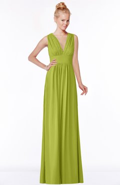 ColsBM Carolyn Green Oasis Classic V-neck Sleeveless Zip up Ruching Bridesmaid Dresses