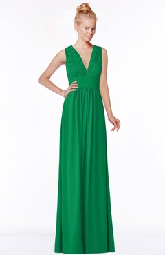 ColsBM Carolyn Green Classic V-neck Sleeveless Zip up Ruching Bridesmaid Dresses