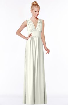 ColsBM Carolyn Ivory Classic V-neck Sleeveless Zip up Ruching Bridesmaid Dresses