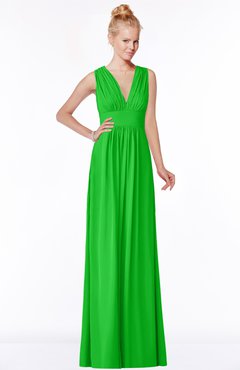 ColsBM Carolyn Jasmine Green Classic V-neck Sleeveless Zip up Ruching Bridesmaid Dresses