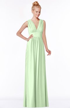 ColsBM Carolyn Pale Green Classic V-neck Sleeveless Zip up Ruching Bridesmaid Dresses