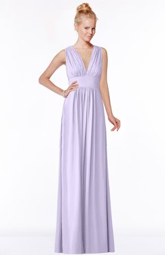 ColsBM Carolyn Pastel Lilac Classic V-neck Sleeveless Zip up Ruching Bridesmaid Dresses