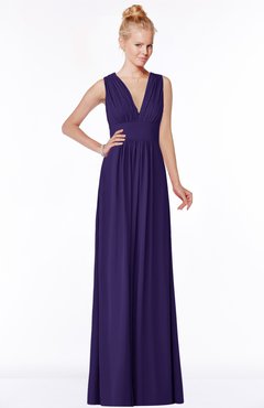 ColsBM Carolyn Royal Purple Classic V-neck Sleeveless Zip up Ruching Bridesmaid Dresses
