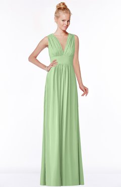 ColsBM Carolyn Sage Green Classic V-neck Sleeveless Zip up Ruching Bridesmaid Dresses