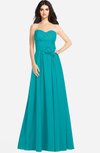 ColsBM Audrina Teal Gorgeous A-line Sweetheart Sleeveless Zip up Flower Plus Size Bridesmaid Dresses