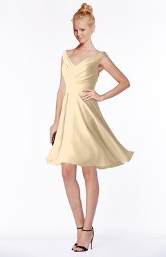 ColsBM Chloe Apricot Gelato Classic Fit-n-Flare Zip up Chiffon Knee Length Ruching Bridesmaid Dresses