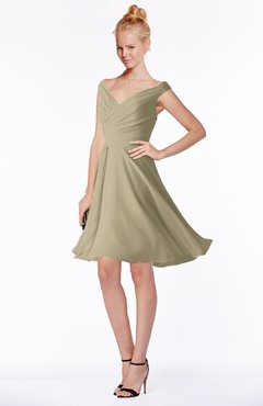 ColsBM Chloe Candied Ginger Classic Fit-n-Flare Zip up Chiffon Knee Length Ruching Bridesmaid Dresses