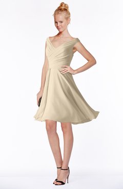 ColsBM Chloe Champagne Classic Fit-n-Flare Zip up Chiffon Knee Length Ruching Bridesmaid Dresses