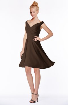ColsBM Chloe Copper Classic Fit-n-Flare Zip up Chiffon Knee Length Ruching Bridesmaid Dresses