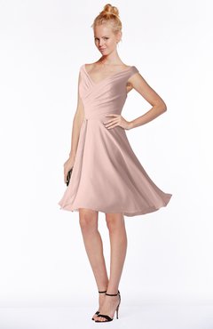 ColsBM Chloe Dusty Rose Classic Fit-n-Flare Zip up Chiffon Knee Length Ruching Bridesmaid Dresses
