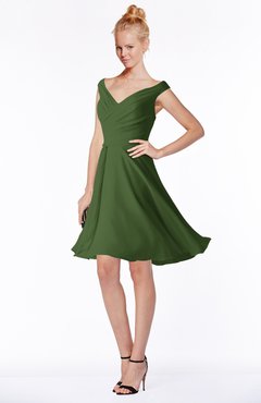 ColsBM Chloe Garden Green Classic Fit-n-Flare Zip up Chiffon Knee Length Ruching Bridesmaid Dresses
